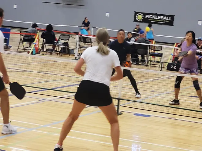 Diane Dol participating in a pickleball tournament in BC's lower mainland (Chilliwack)